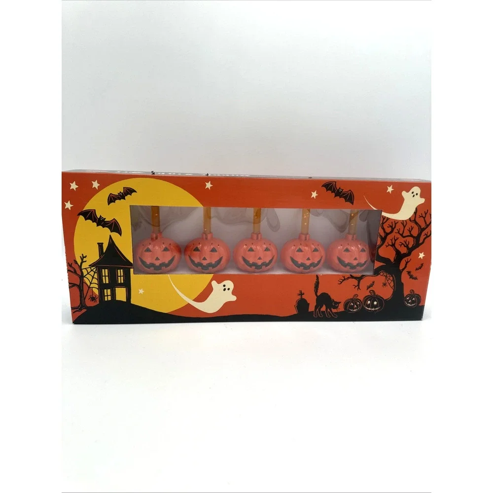 New Vintage Jack O Lantern Glitter Light Set Kurt Adler